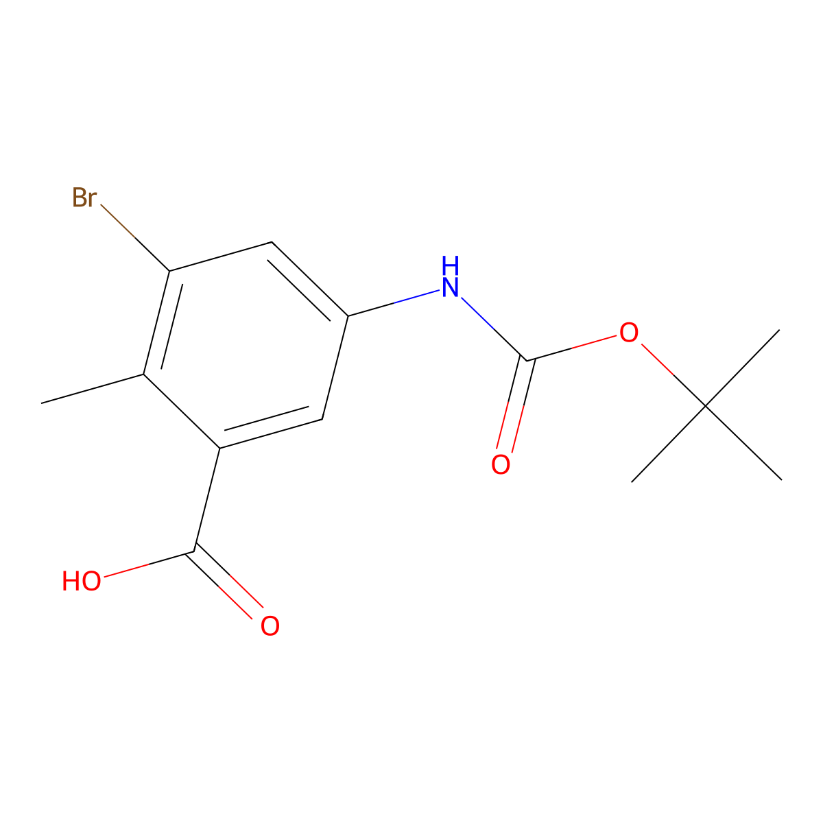 3-Bromo-5-{[(tert-butoxy)carbonyl]amino}-2-methylbenzoic acid molecular structure, CAS 2138061-69-3