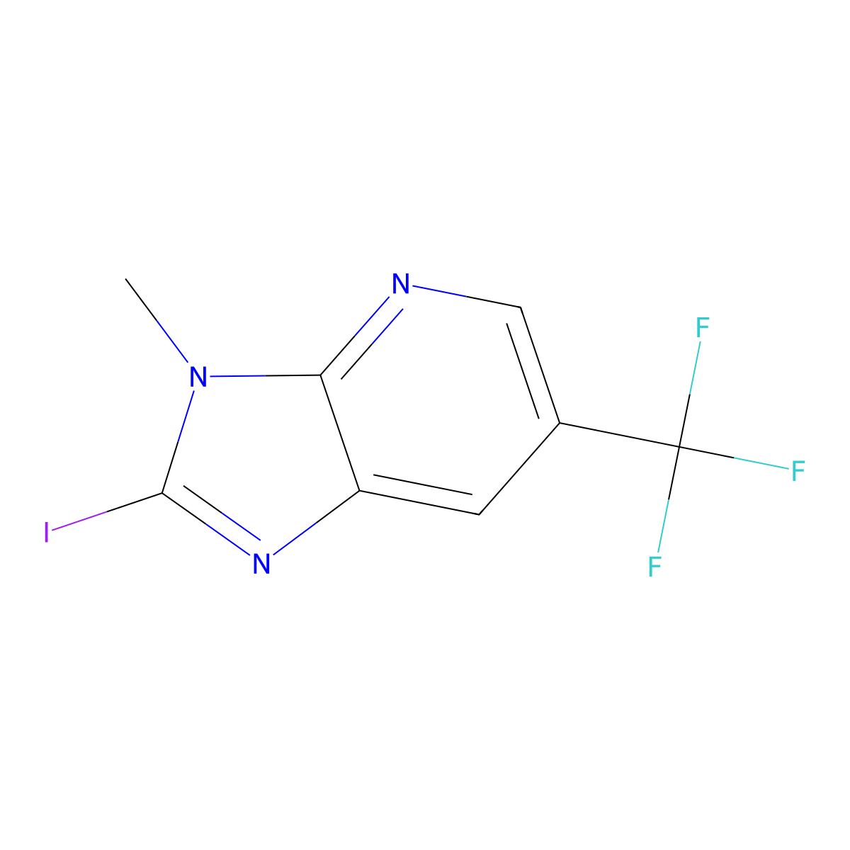 2-iodo-3-methyl-6-(trifluoromethyl)-3H-imidazo[4,5-b]pyridine molecular structure, CAS 2138063-20-2