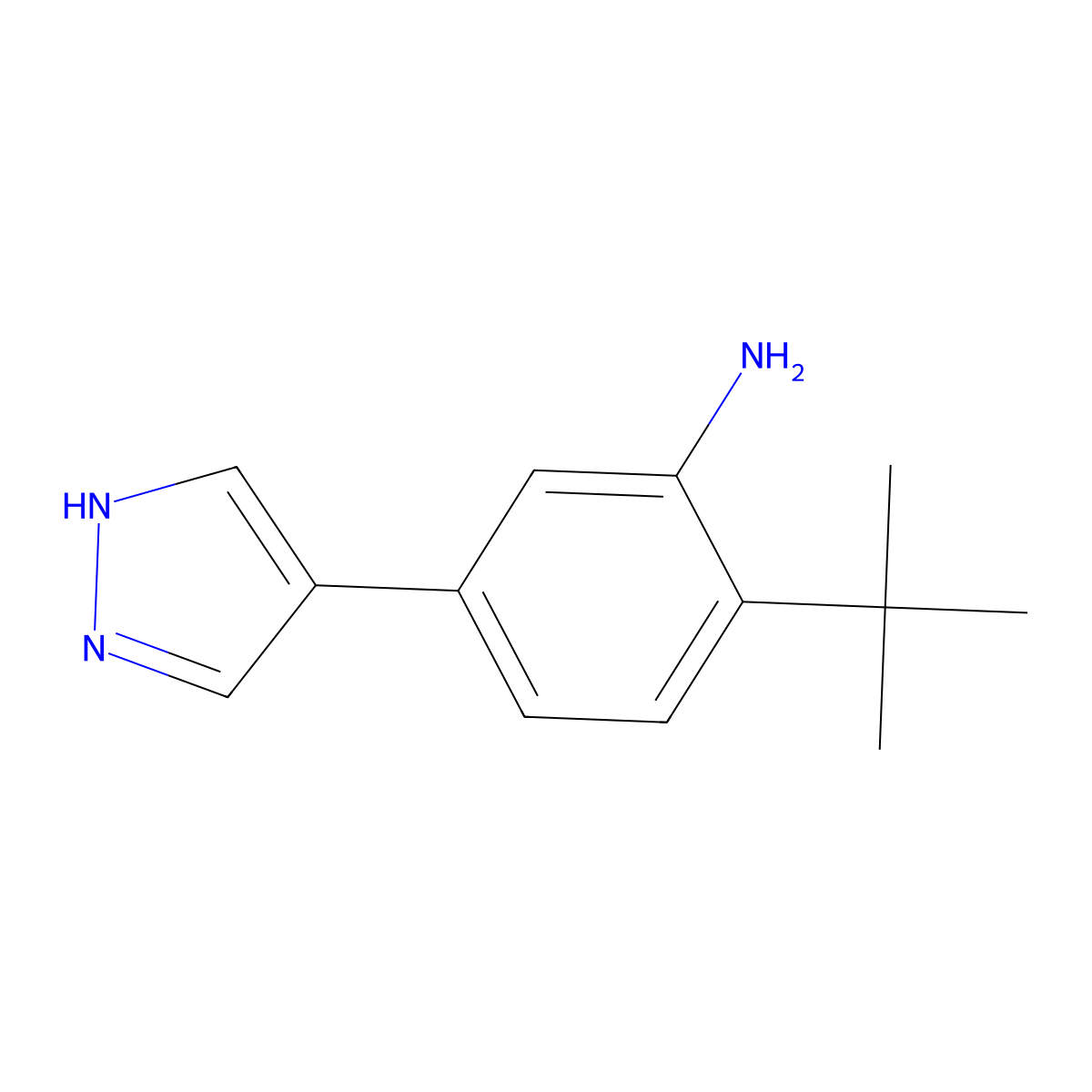 2-tert-butyl-5-(1H-pyrazol-4-yl)aniline molecular structure, CAS 2138063-61-1