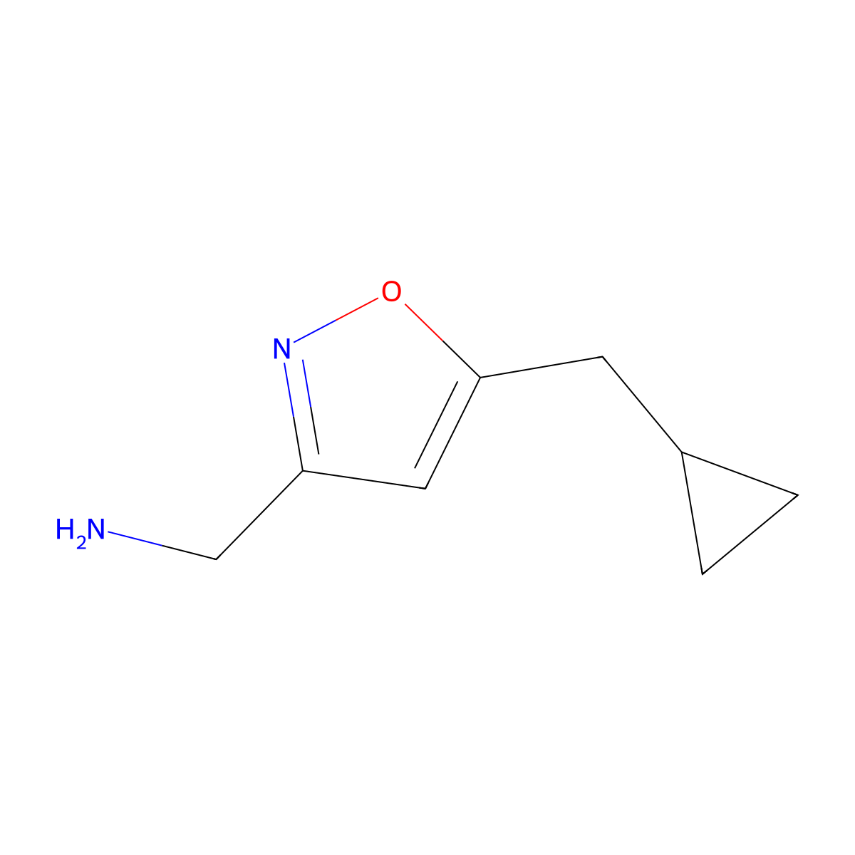 1-[5-(Cyclopropylmethyl)-1,2-oxazol-3-yl]methanamine molecular structure, CAS 2138063-85-9