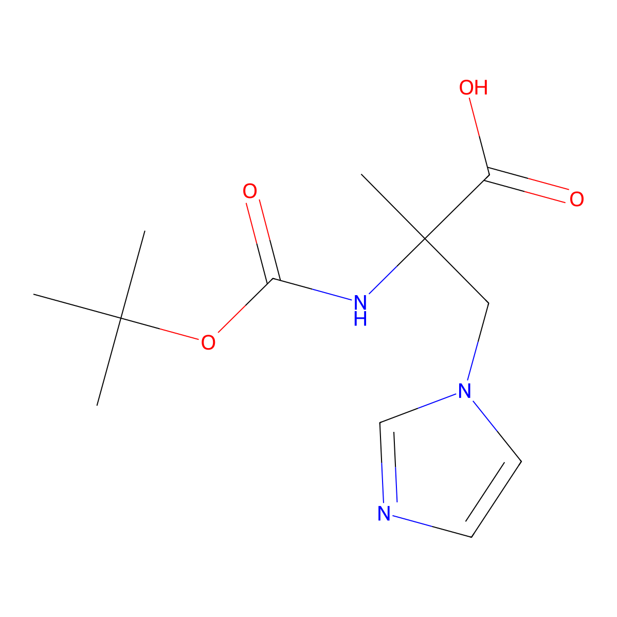 2-{[(tert-butoxy)carbonyl]amino}-3-(1H-imidazol-1-yl)-2-methylpropanoic acid molecular structure, CAS 2138064-51-2