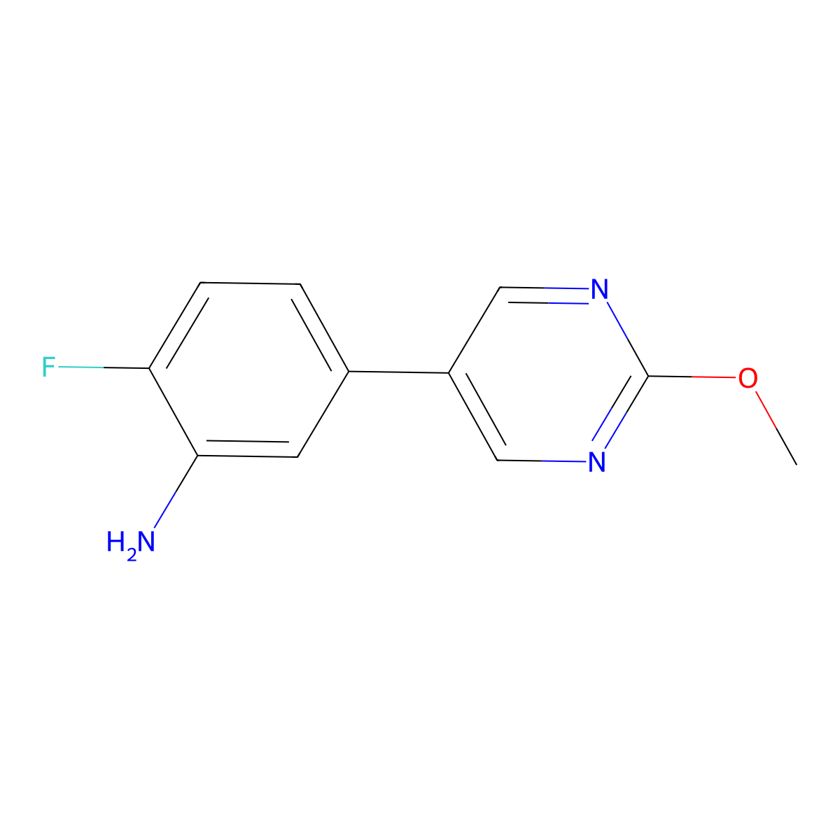 2-Fluoro-5-(2-methoxypyrimidin-5-yl)aniline molecular structure, CAS 2138065-56-0