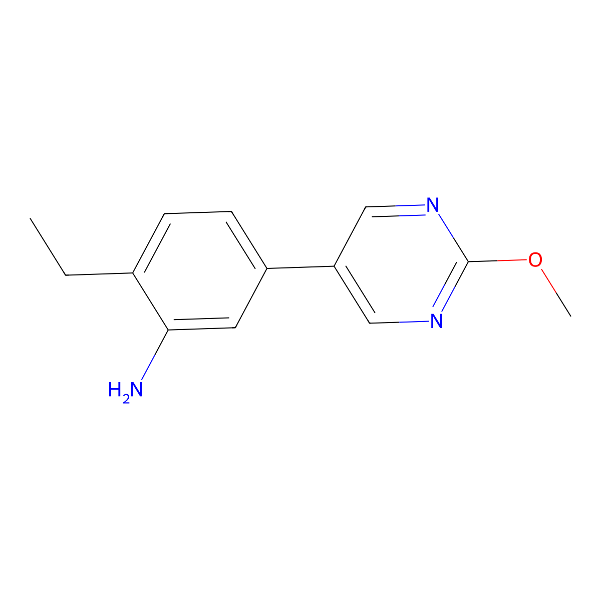 2-Ethyl-5-(2-methoxypyrimidin-5-yl)aniline molecular structure, CAS 2138067-81-7