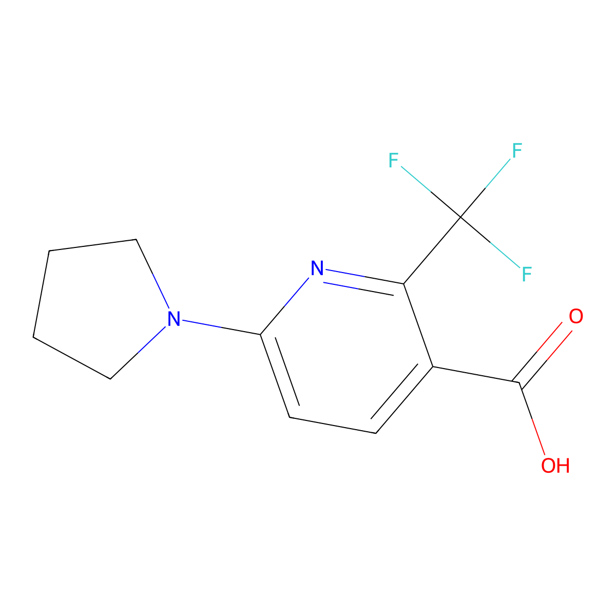 6-(Pyrrolidin-1-yl)-2-(trifluoromethyl)pyridine-3-carboxylic acid molecular structure, CAS 2138068-01-4