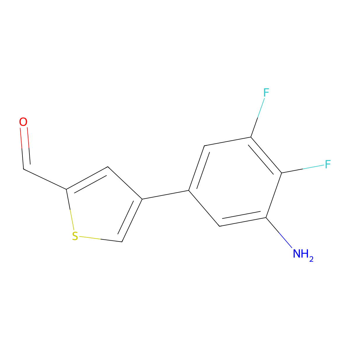 4-(3-Amino-4,5-difluorophenyl)thiophene-2-carbaldehyde molecular structure, CAS 2138068-86-5