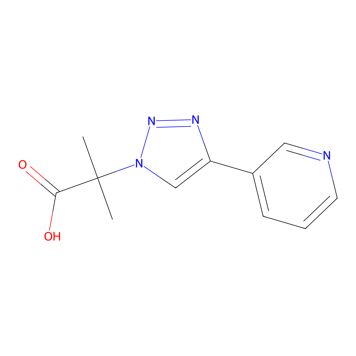 2-methyl-2-[4-(pyridin-3-yl)-1H-1,2,3-triazol-1-yl]propanoic acid molecular structure, CAS 2138068-95-6