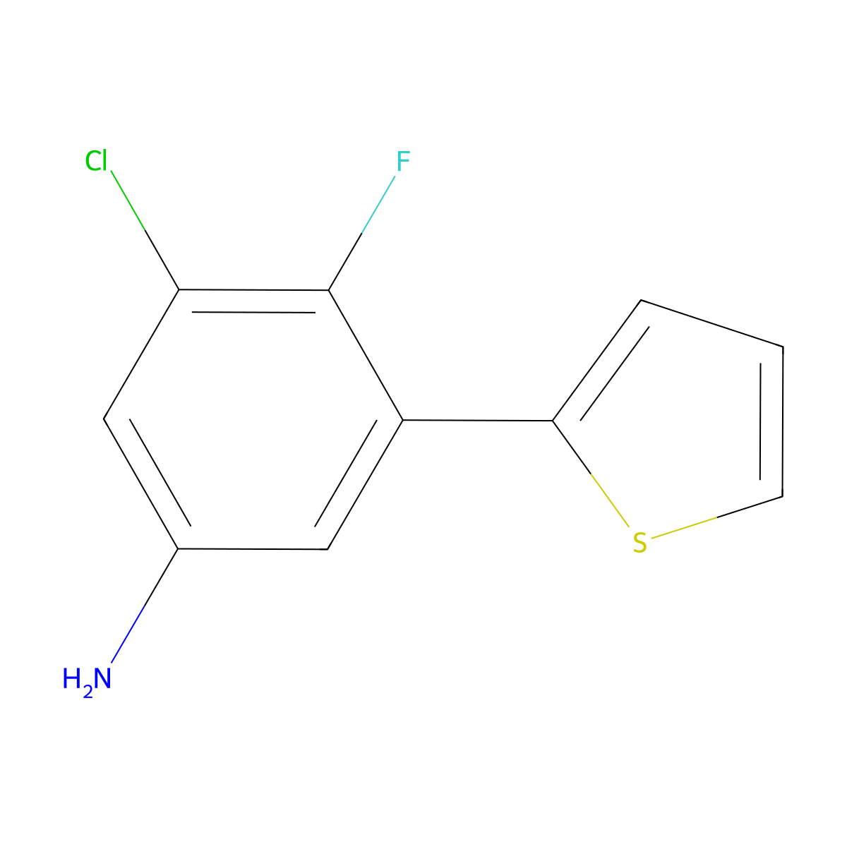 3-Chloro-4-fluoro-5-(thiophen-2-yl)aniline molecular structure, CAS 2138069-54-0