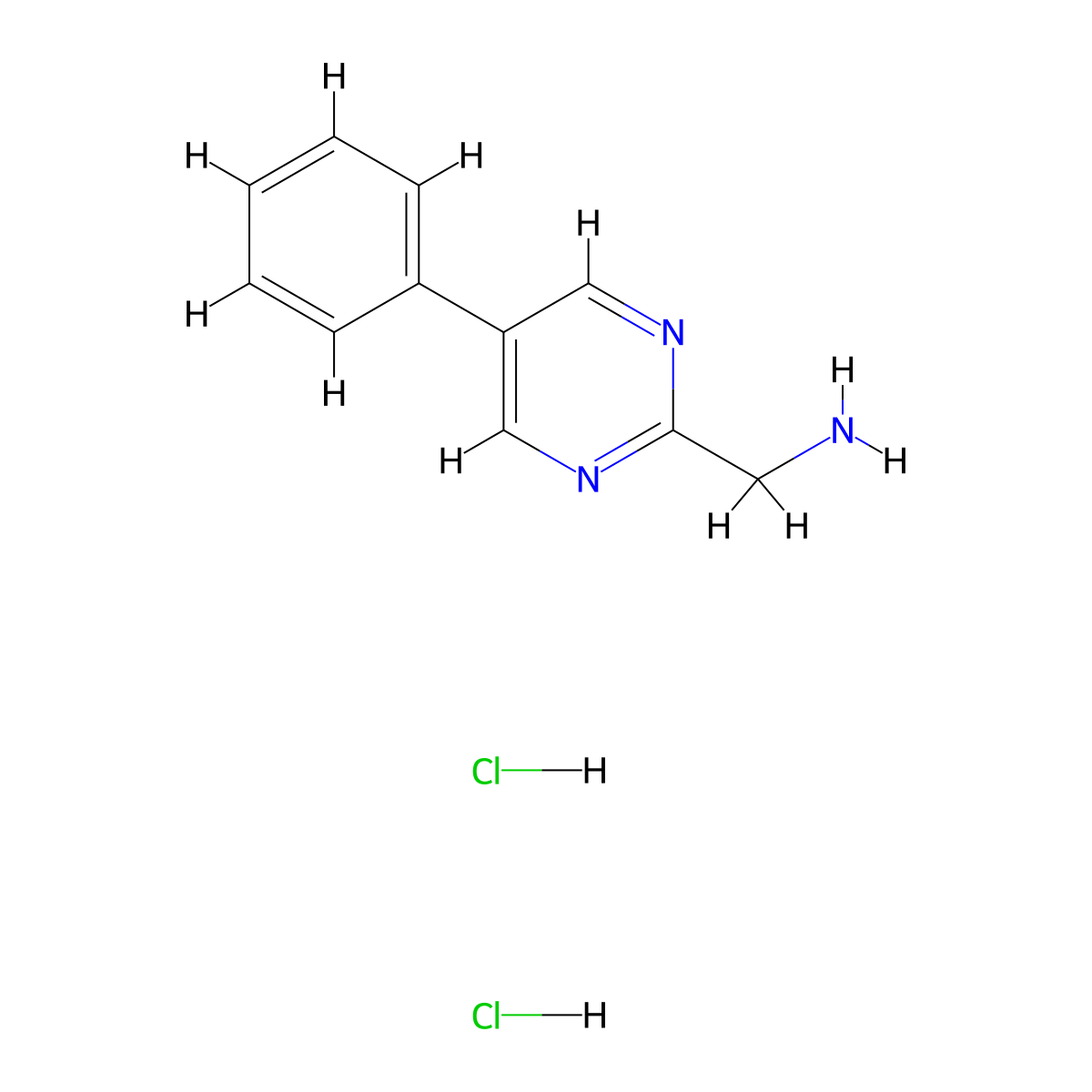 (5-Phenylpyrimidin-2-yl)methanamine dihydrochloride molecular structure, CAS 2138070-07-0