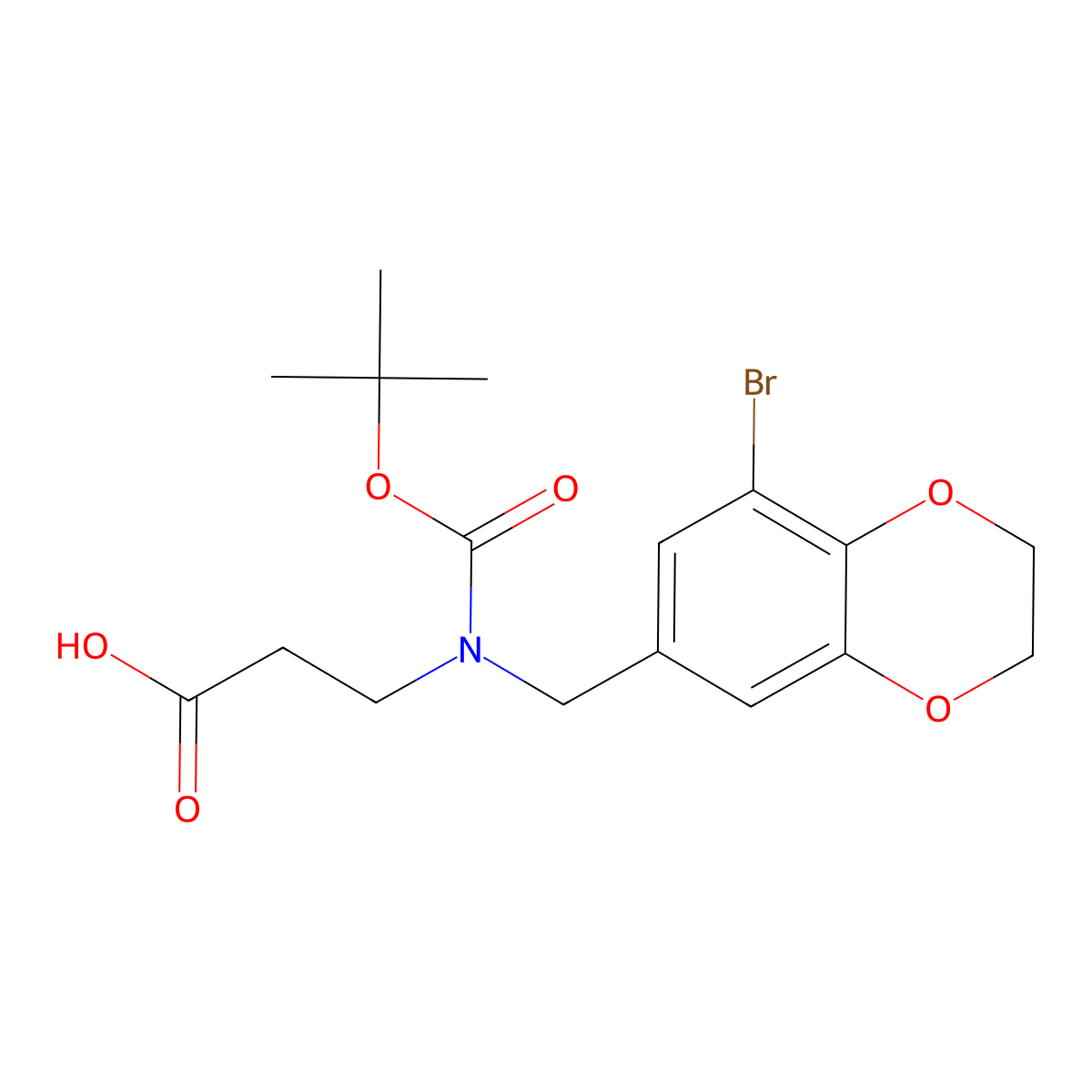 3-{[(8-Bromo-2,3-dihydro-1,4-benzodioxin-6-yl)methyl][(tert-butoxy)carbonyl]amino}propanoic acid molecular structure, CAS 2138070-56-9