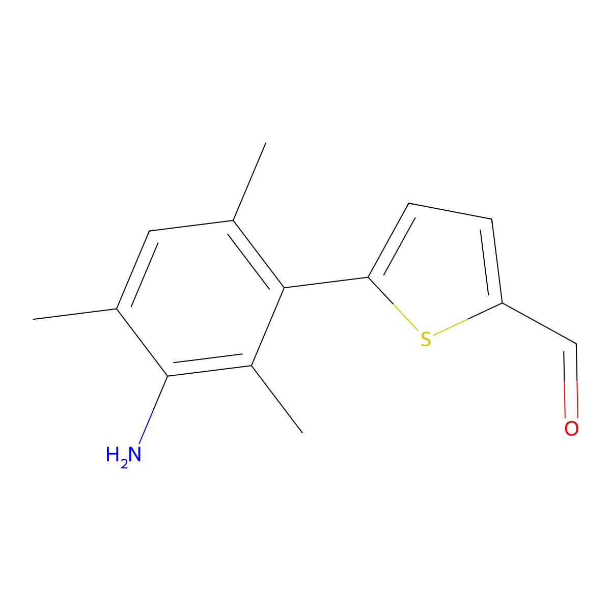 5-(3-Amino-2,4,6-trimethylphenyl)thiophene-2-carbaldehyde molecular structure, CAS 2138070-75-2