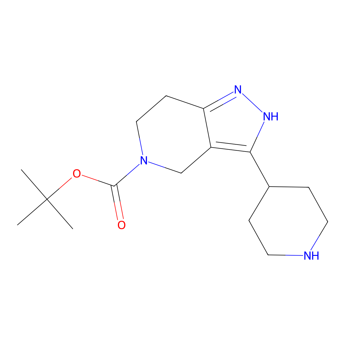 tert-butyl 3-(piperidin-4-yl)-2H,4H,5H,6H,7H-pyrazolo[4,3-c]pyridine-5-carboxylate molecular structure, CAS 2138071-17-5