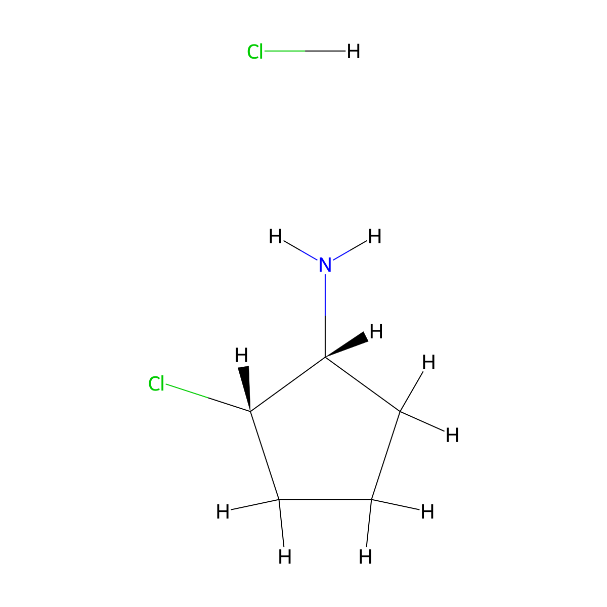 rac-(1R,2S)-2-chlorocyclopentan-1-amine hydrochloride molecular structure, CAS 2138071-51-7