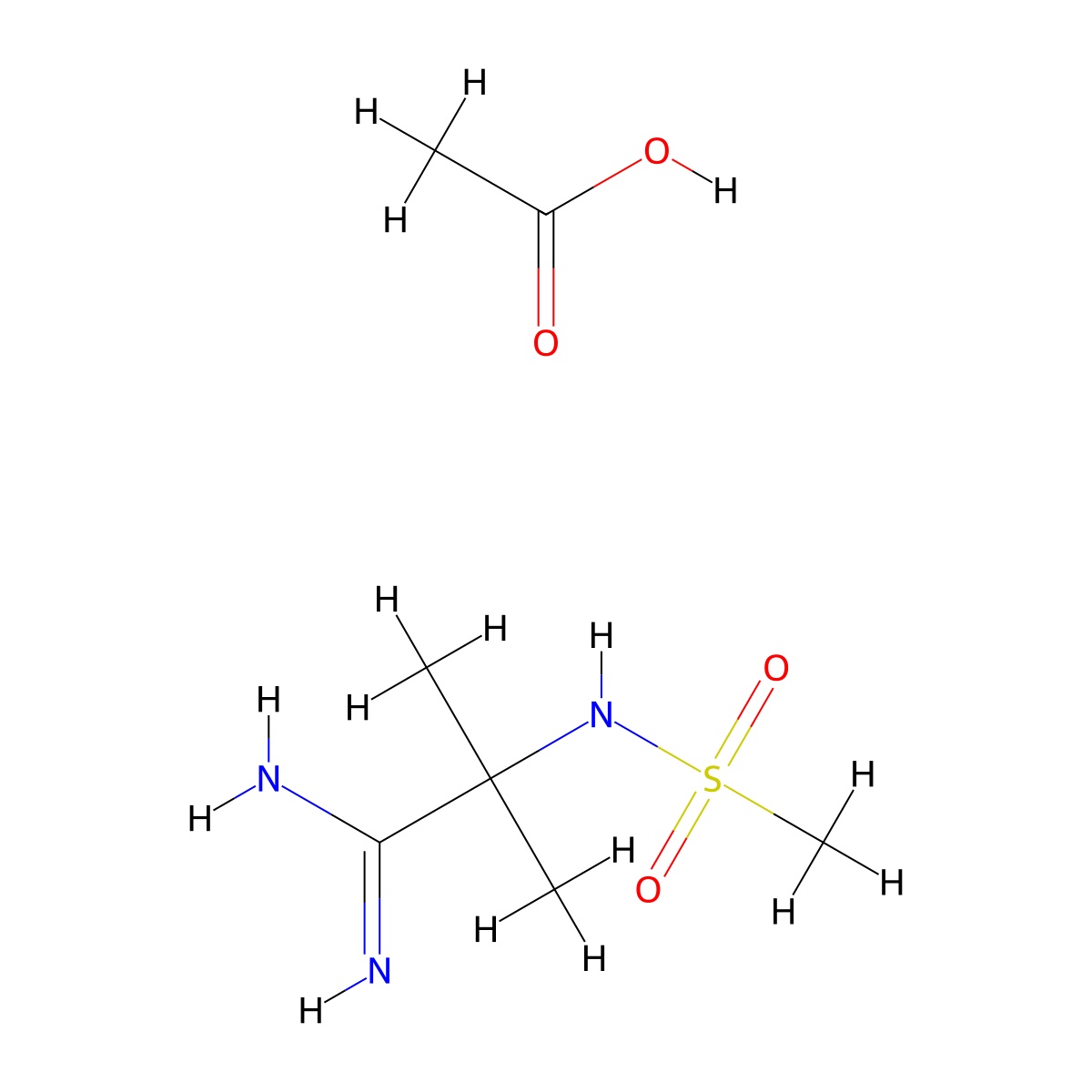 2-Methanesulfonamido-2-methylpropanimidamide; acetic acid molecular structure, CAS 2138072-54-3