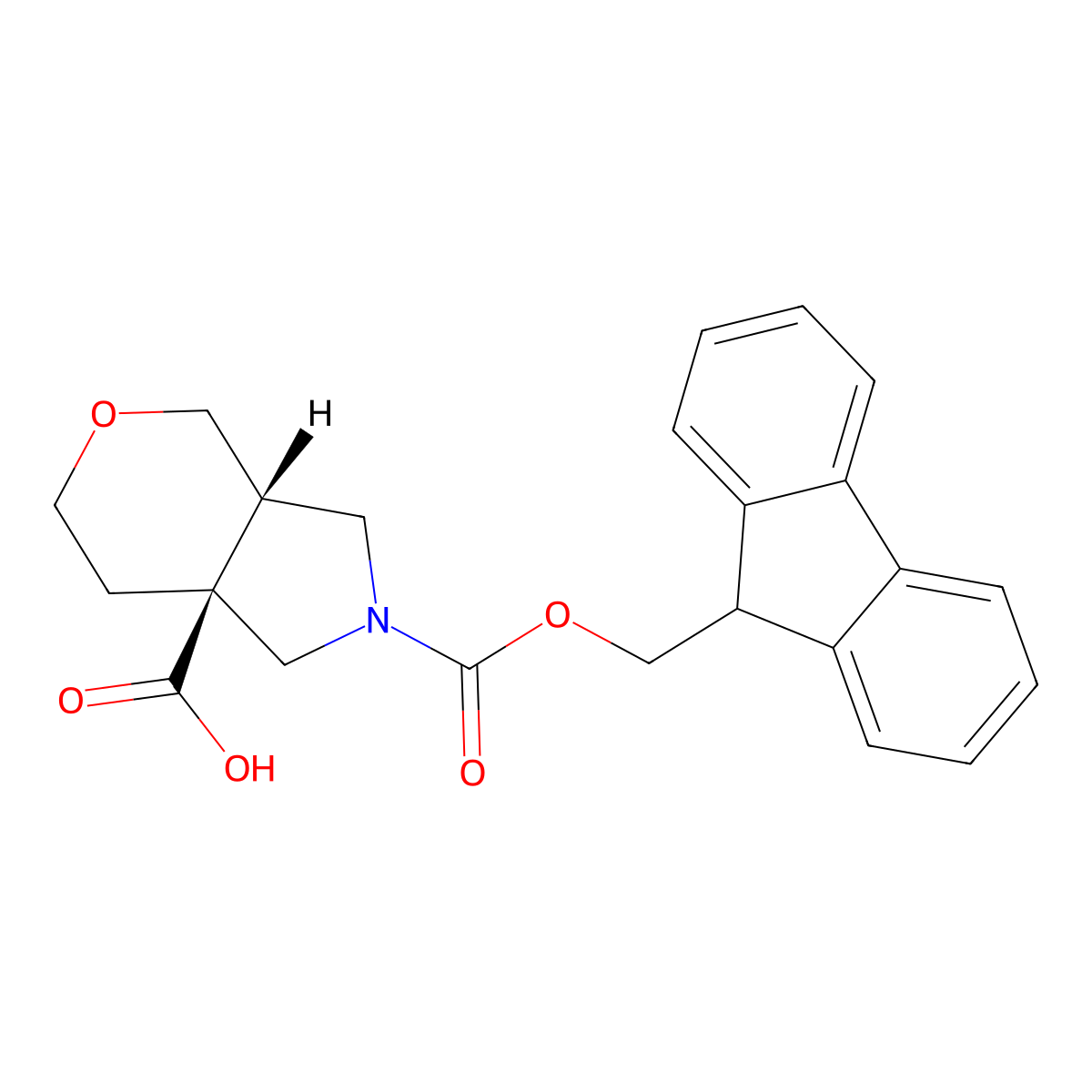 rac-(3aR,7aR)-2-{[(9H-fluoren-9-yl)methoxy]carbonyl}-octahydropyrano[3,4-c]pyrrole-7a-carboxylic acid molecular structure, CAS 2138072-66-7