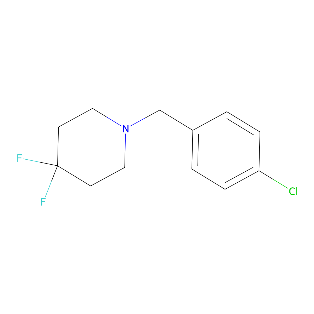 1-[(4-Chlorophenyl)methyl]-4,4-difluoropiperidine molecular structure, CAS 2138074-76-5