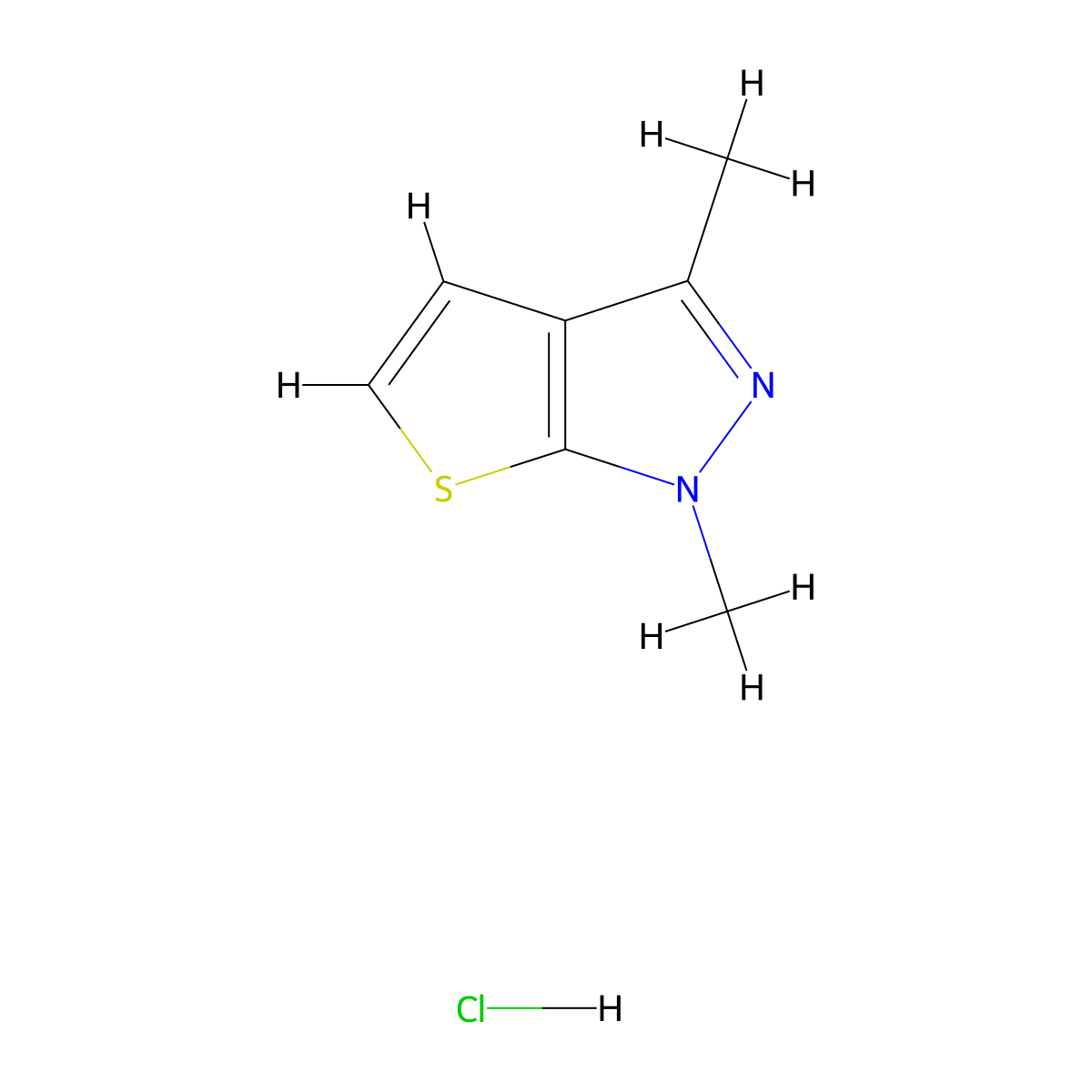 1,3-dimethyl-1H-thieno[2,3-c]pyrazole hydrochloride molecular structure, CAS 2138075-03-1