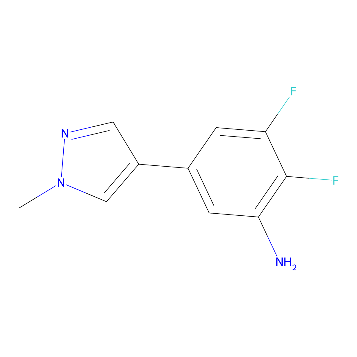 2,3-difluoro-5-(1-methyl-1H-pyrazol-4-yl)aniline molecular structure, CAS 2138076-03-4