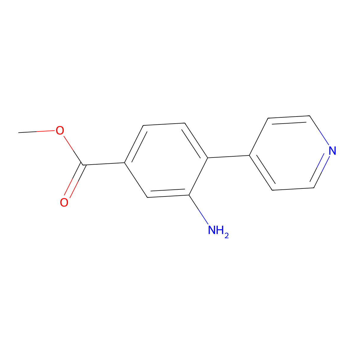 Methyl 3-amino-4-(pyridin-4-yl)benzoate molecular structure, CAS 2138076-38-5