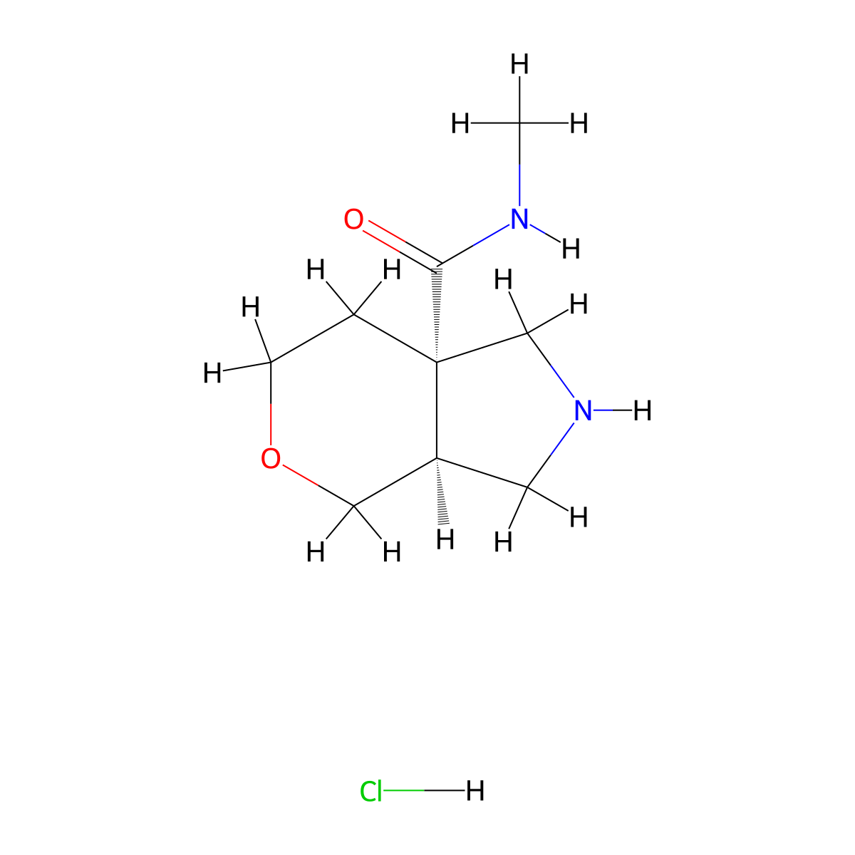 rac-(3aR,7aR)-N-methyl-octahydropyrano[3,4-c]pyrrole-7a-carboxamide hydrochloride molecular structure, CAS 2138076-54-5