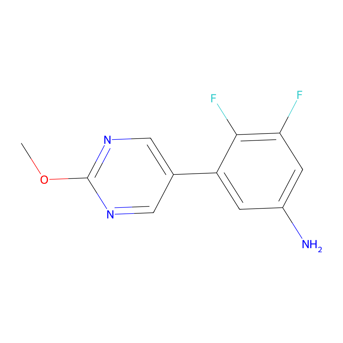 3,4-Difluoro-5-(2-methoxypyrimidin-5-yl)aniline molecular structure, CAS 2138076-75-0