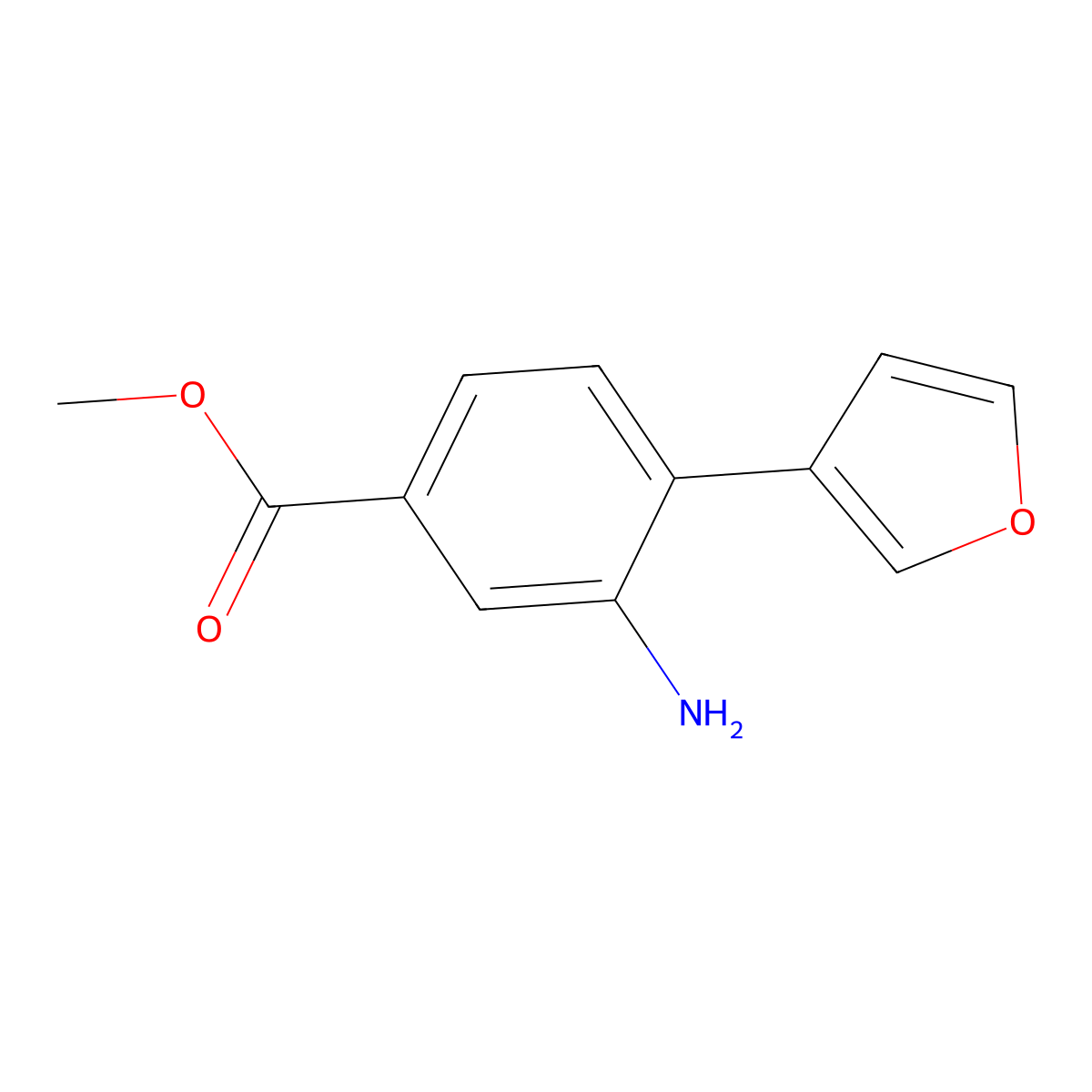 Methyl 3-amino-4-(furan-3-yl)benzoate molecular structure, CAS 2138077-01-5