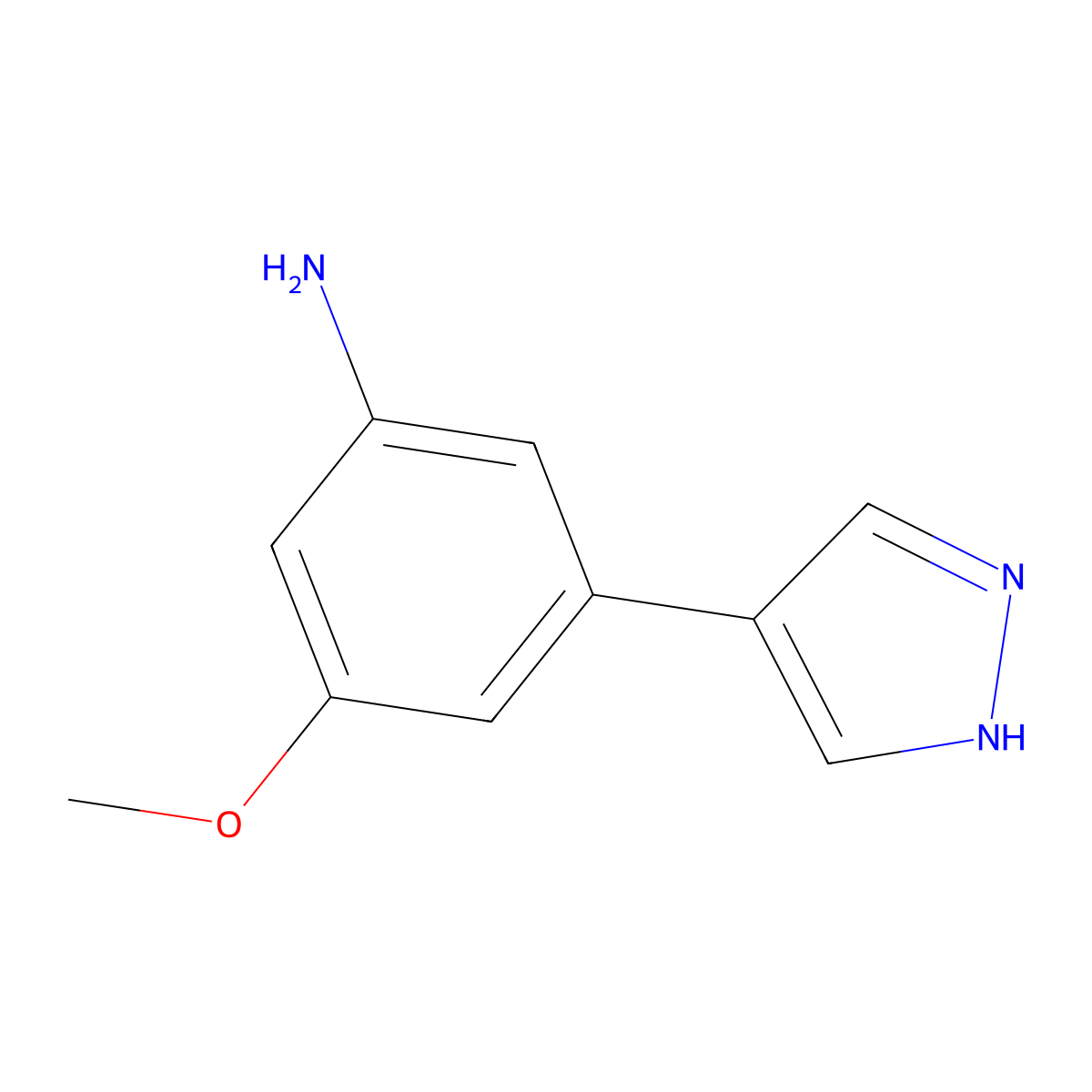 3-methoxy-5-(1H-pyrazol-4-yl)aniline molecular structure, CAS 2138077-20-8