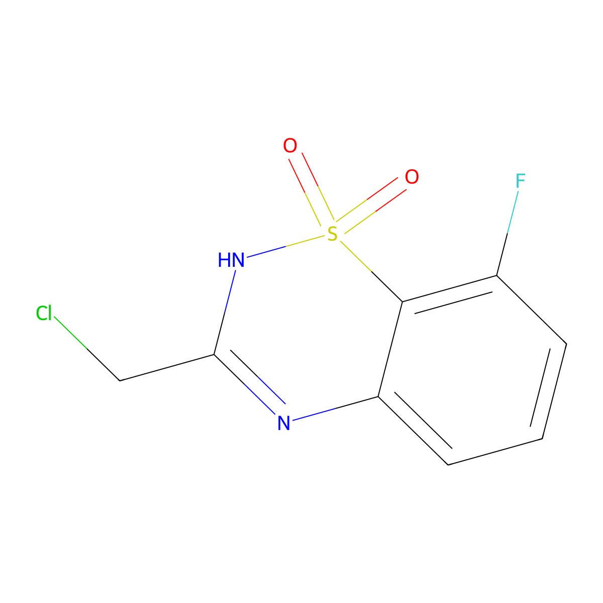 3-(chloromethyl)-8-fluoro-2H-1lambda6,2,4-benzothiadiazine-1,1-dione molecular structure, CAS 2138077-80-0