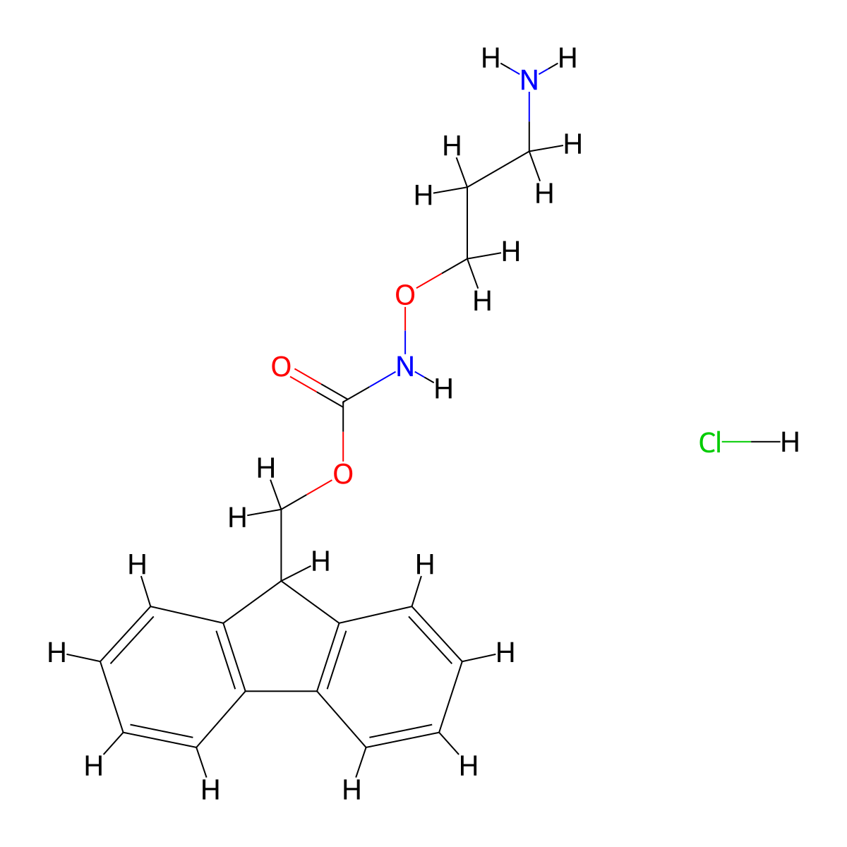 (9H-fluoren-9-yl)methyl N-(3-aminopropoxy)carbamate hydrochloride molecular structure, CAS 2138079-00-0