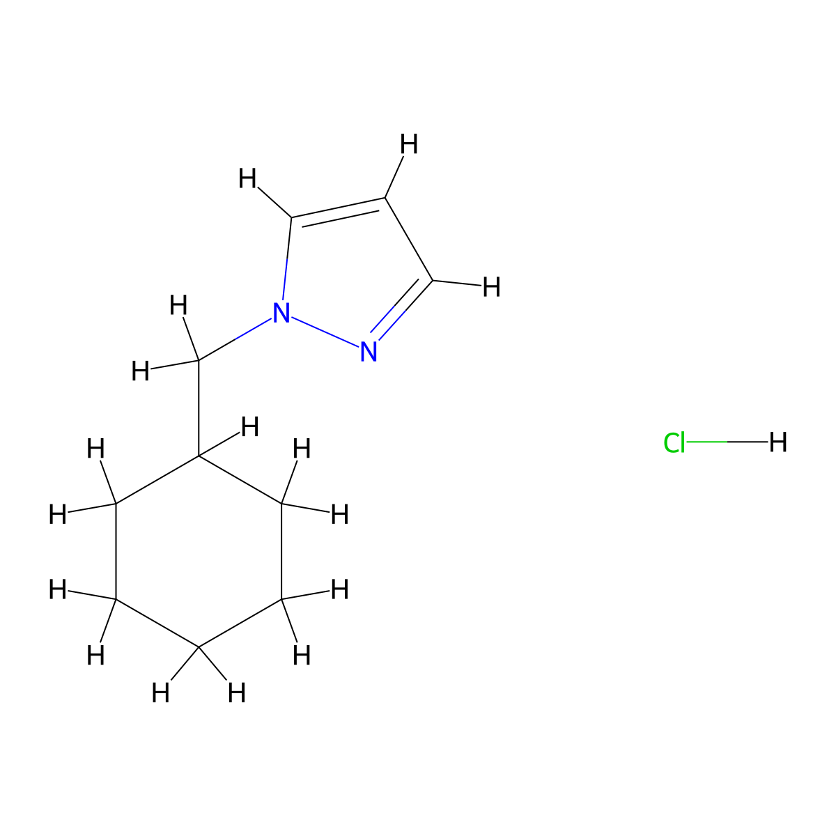 1-(cyclohexylmethyl)-1H-pyrazole hydrochloride molecular structure, CAS 2138082-17-2
