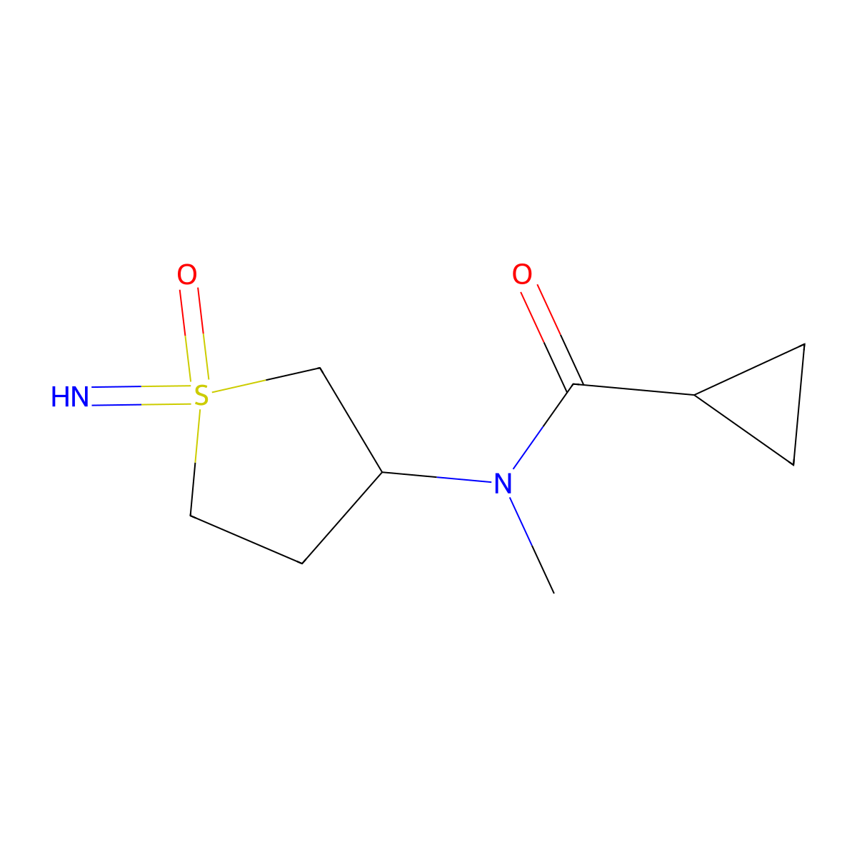 N-(1-imino-1-oxo-1lambda6-thiolan-3-yl)-N-methylcyclopropanecarboxamide molecular structure, CAS 2138082-66-1