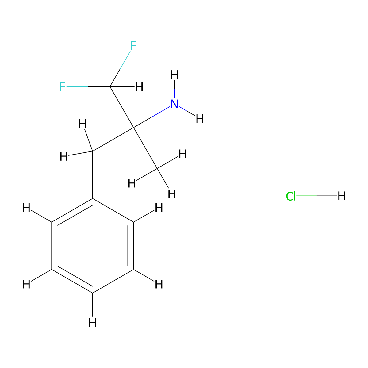 1,1-Difluoro-2-methyl-3-phenylpropan-2-amine hydrochloride molecular structure, CAS 2138083-36-8