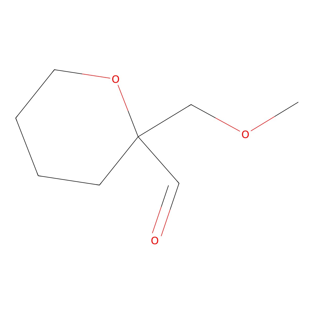 2-(Methoxymethyl)oxane-2-carbaldehyde molecular structure, CAS 2138083-57-3