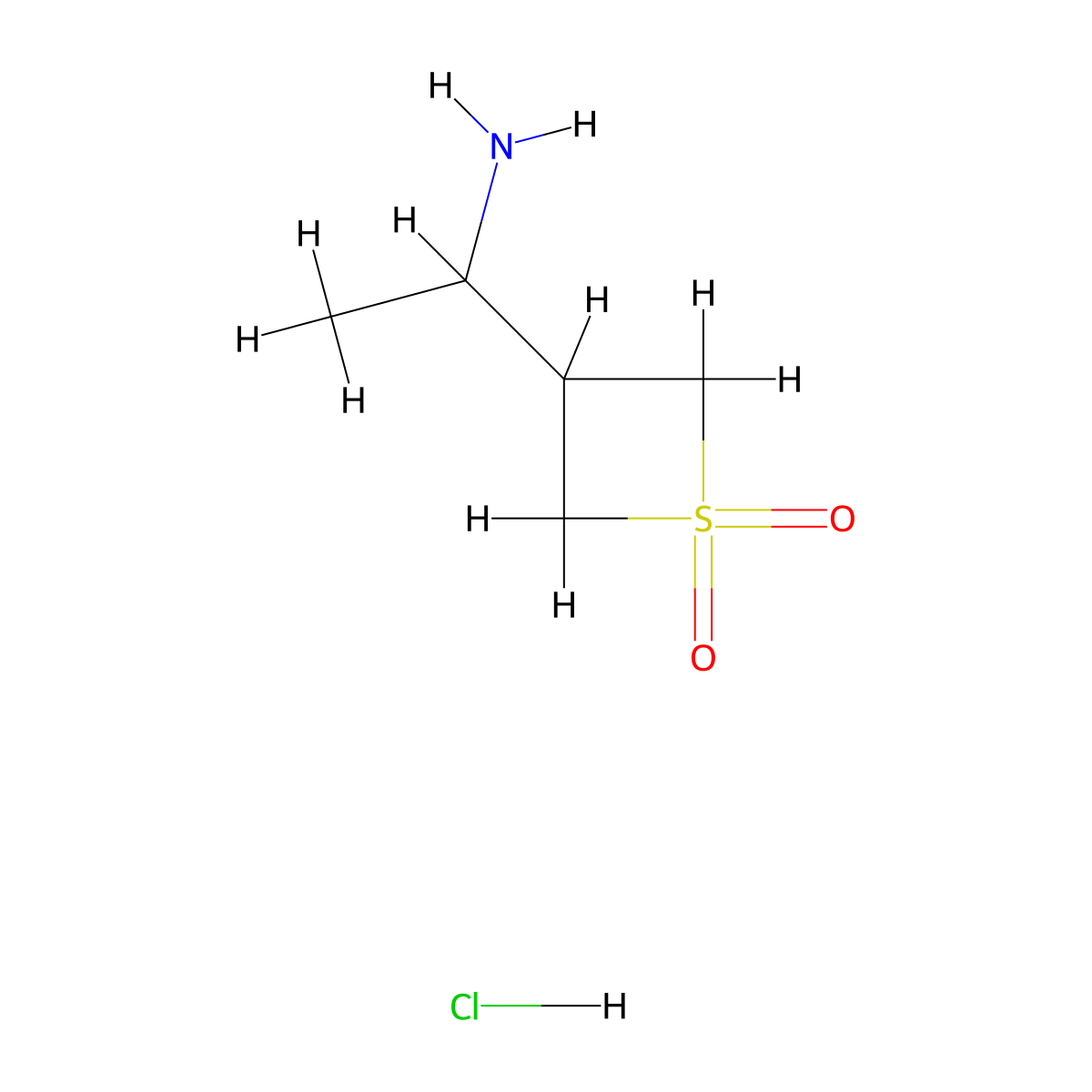 3-(1-Aminoethyl)-1lambda6-thietane-1,1-dione hydrochloride molecular structure, CAS 2138083-60-8