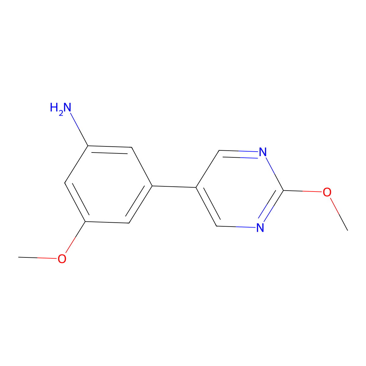 3-Methoxy-5-(2-methoxypyrimidin-5-yl)aniline molecular structure, CAS 2138083-71-1