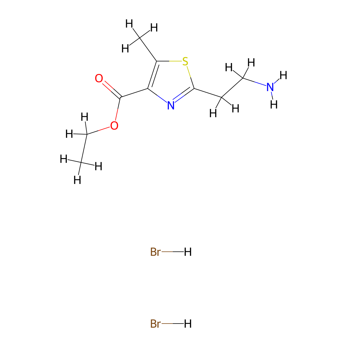 Ethyl 2-(2-aminoethyl)-5-methyl-1,3-thiazole-4-carboxylate dihydrobromide molecular structure, CAS 2138084-16-7
