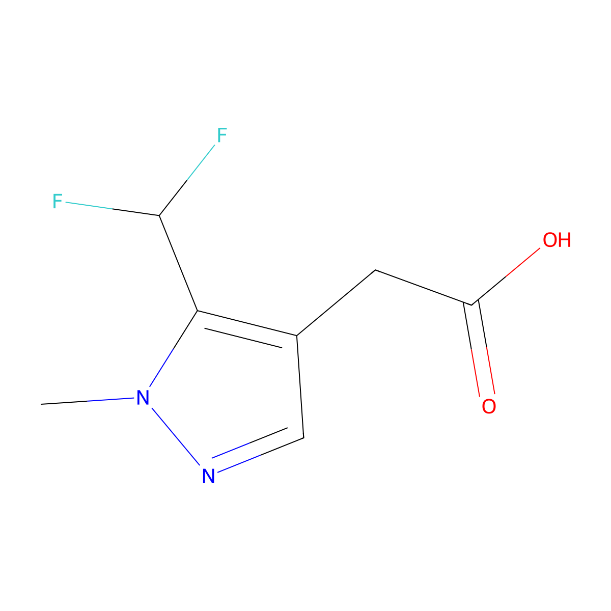 2-(5-(difluoromethyl)-1-methyl-1H-pyrazol-4-yl)acetic acid molecular structure, CAS 2138085-21-7