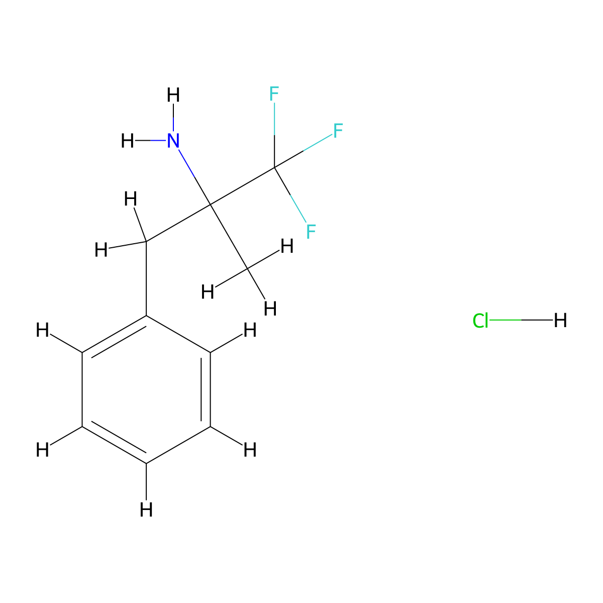 1,1,1-Trifluoro-2-methyl-3-phenylpropan-2-amine hydrochloride molecular structure, CAS 2138085-74-0