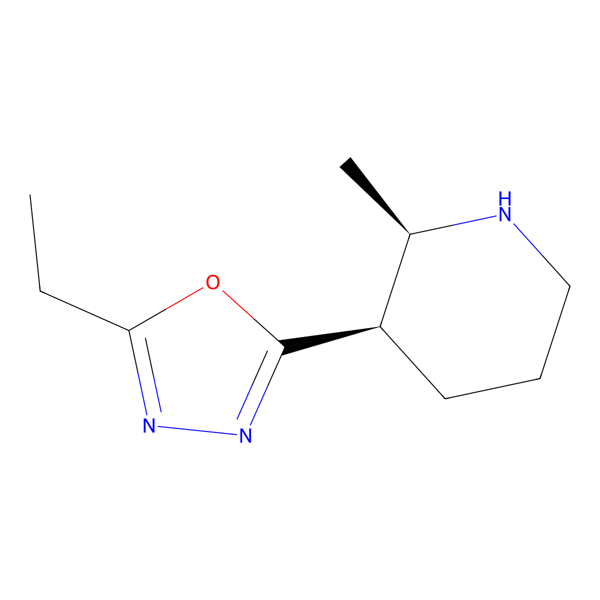 rac-(2R,3R)-3-(5-ethyl-1,3,4-oxadiazol-2-yl)-2-methylpiperidine molecular structure, CAS 2138085-96-6