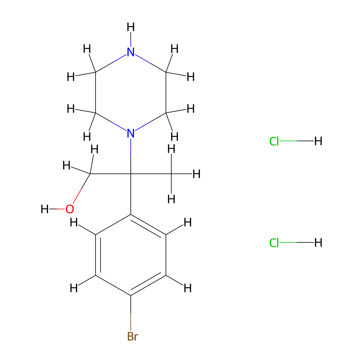 2-(4-Bromophenyl)-2-(piperazin-1-yl)propan-1-ol dihydrochloride molecular structure, CAS 2138086-16-3
