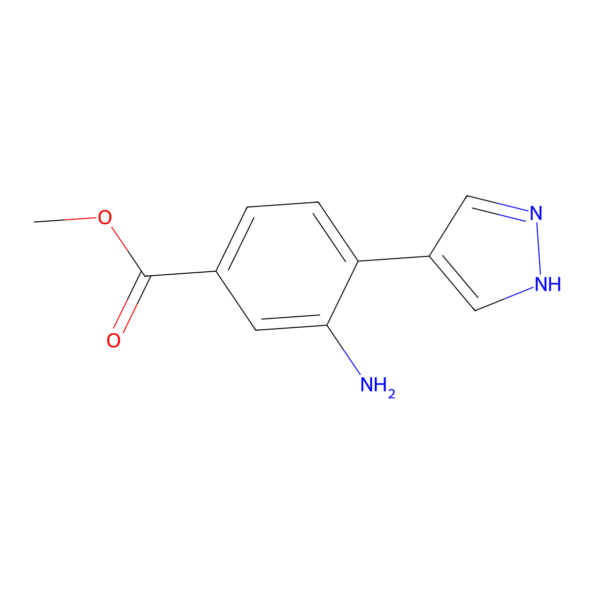 methyl 3-amino-4-(1H-pyrazol-4-yl)benzoate molecular structure, CAS 2138087-08-6