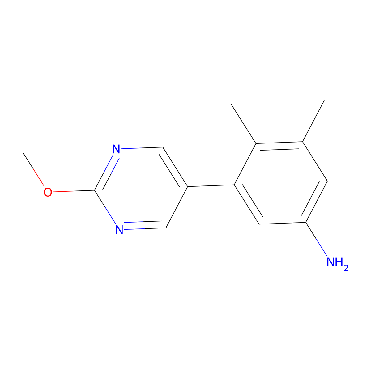 3-(2-Methoxypyrimidin-5-yl)-4,5-dimethylaniline molecular structure, CAS 2138088-54-5
