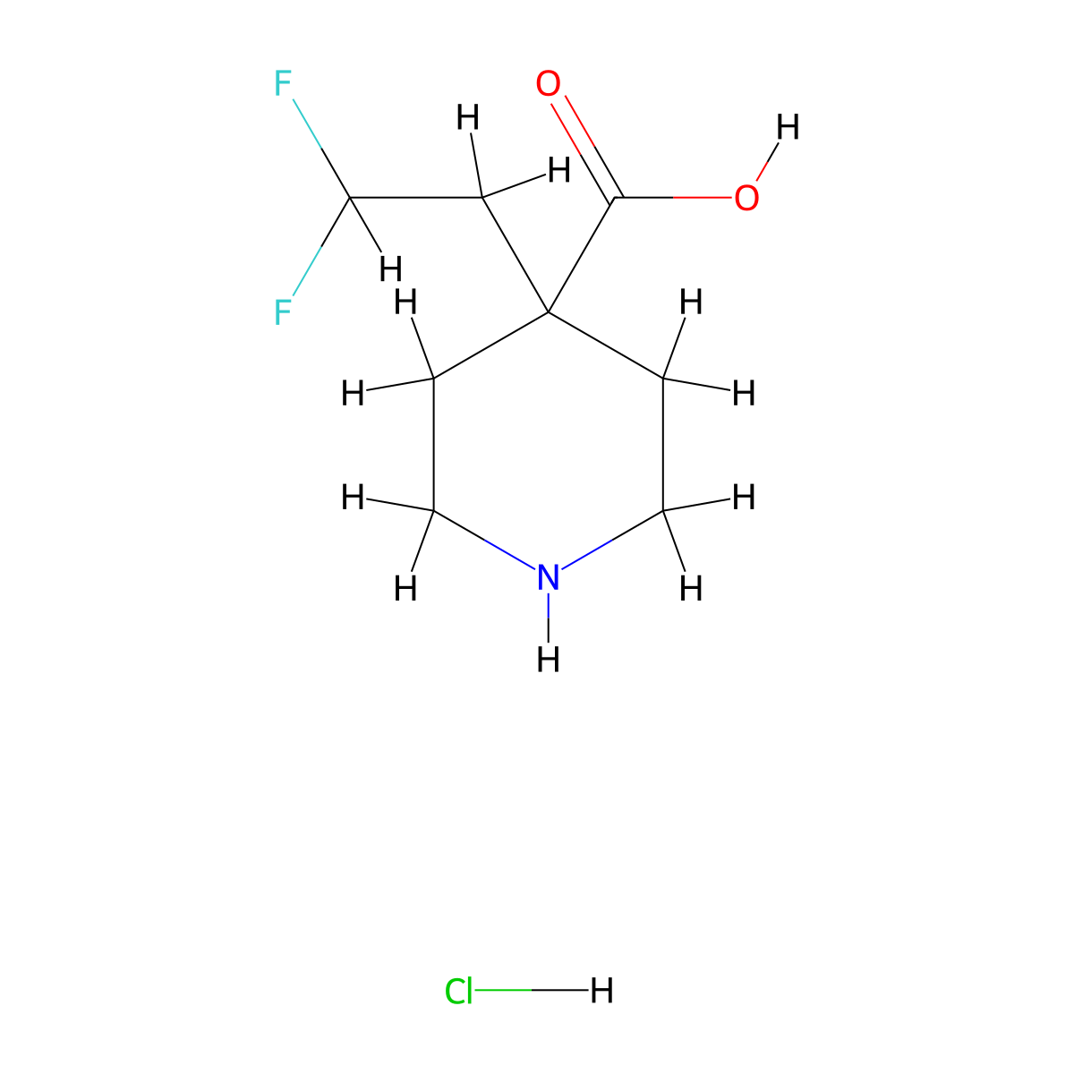 4-(2,2-Difluoroethyl)piperidine-4-carboxylic acid hydrochloride molecular structure, CAS 2138089-15-1