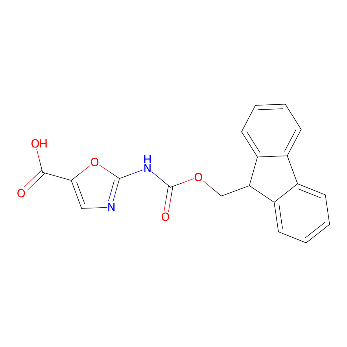 2-({[(9H-fluoren-9-yl)methoxy]carbonyl}amino)-1,3-oxazole-5-carboxylic acid molecular structure, CAS 2138090-43-2