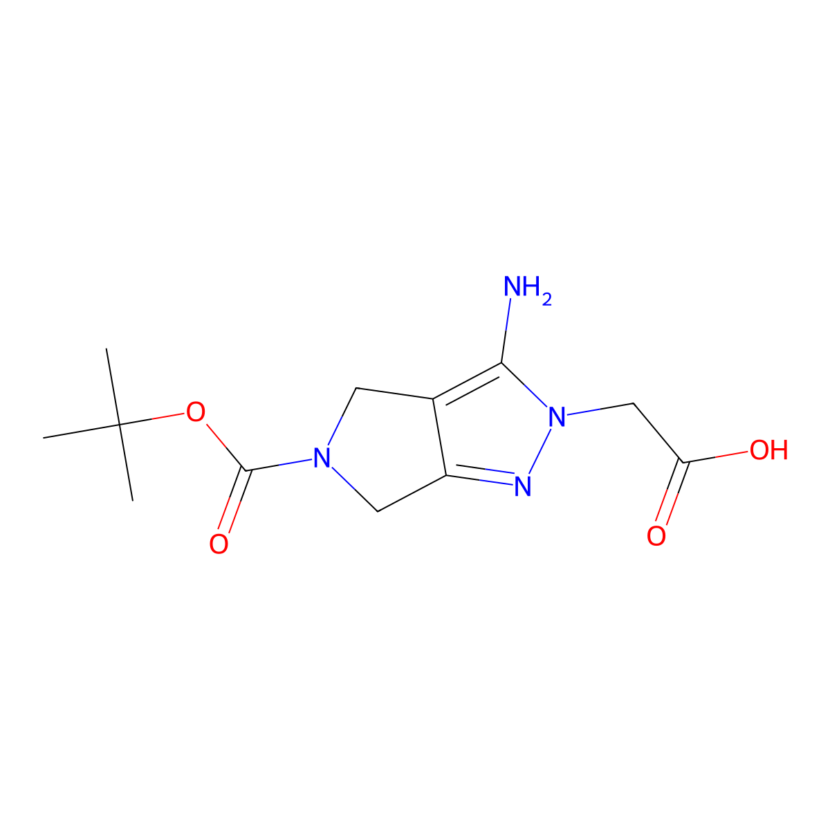 2-{3-amino-5-[(tert-butoxy)carbonyl]-2H,4H,5H,6H-pyrrolo[3,4-c]pyrazol-2-yl}acetic acid molecular structure, CAS 2138091-62-8