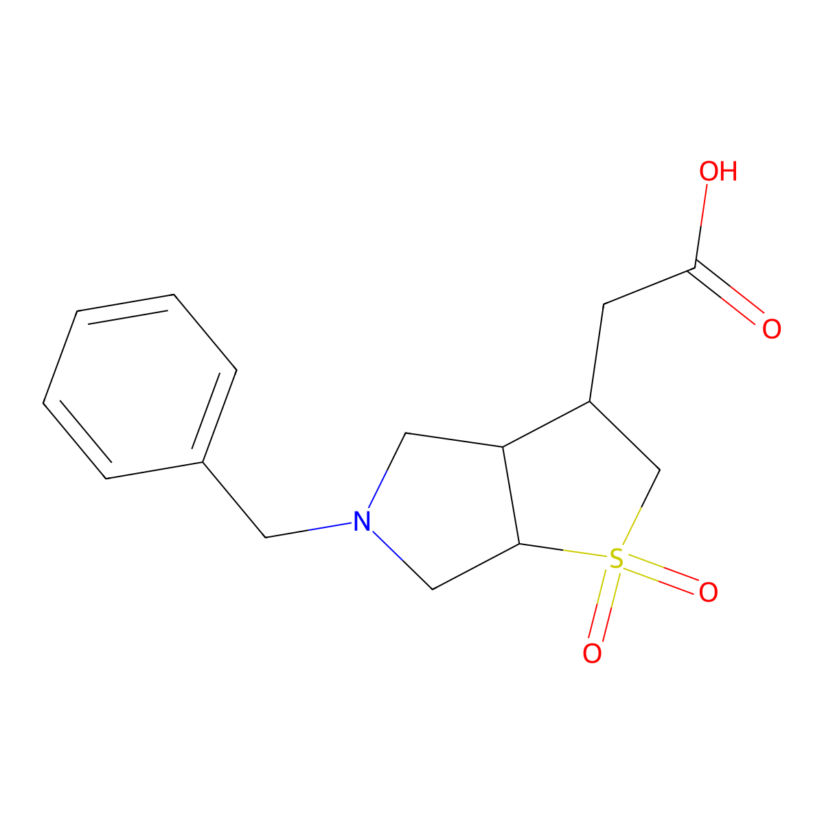 2-{5-benzyl-1,1-dioxo-hexahydro-2H-1lambda6-thieno[2,3-c]pyrrol-3-yl}acetic acid molecular structure, CAS 2138094-87-6