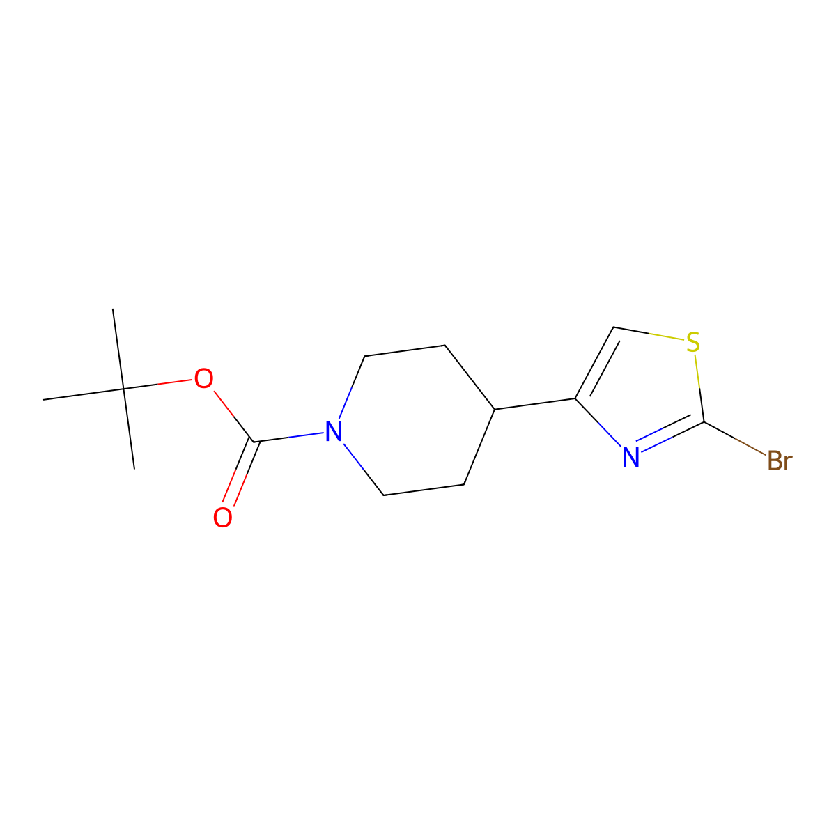 Tert-butyl 4-(2-bromo-1,3-thiazol-4-yl)piperidine-1-carboxylate molecular structure, CAS 2138097-50-2
