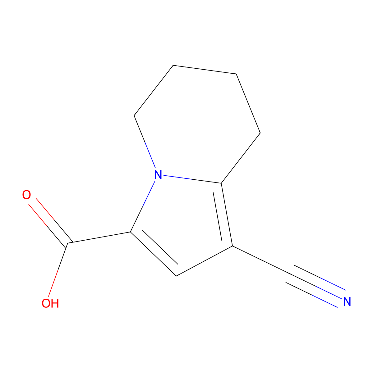 1-Cyano-5,6,7,8-tetrahydroindolizine-3-carboxylic acid molecular structure, CAS 2138098-18-5