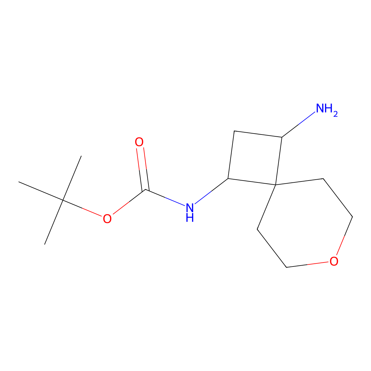 tert-butyl N-{3-amino-7-oxaspiro[3.5]nonan-1-yl}carbamate molecular structure, CAS 2138101-23-0