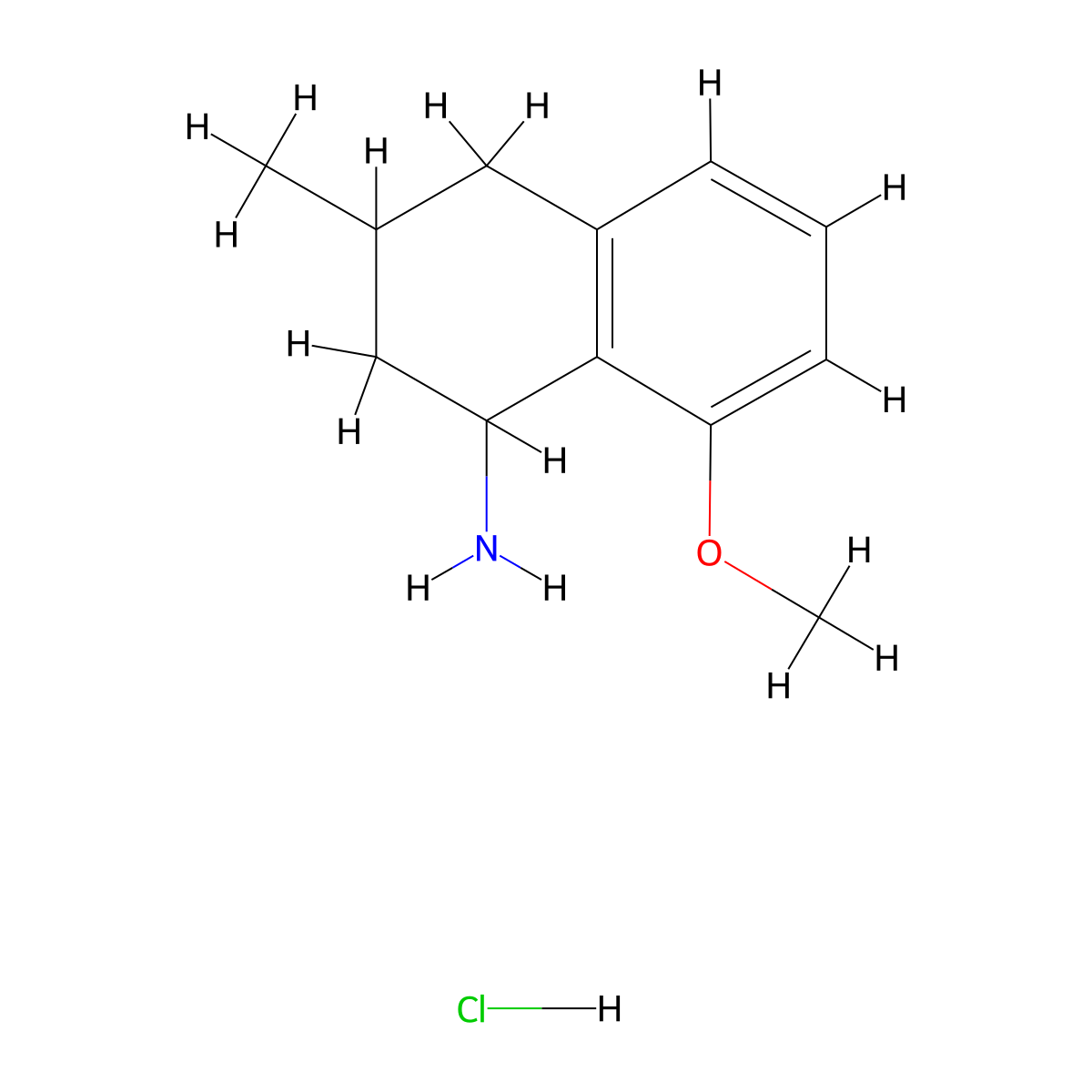 8-Methoxy-3-methyl-1,2,3,4-tetrahydronaphthalen-1-amine hydrochloride molecular structure, CAS 2138103-77-0