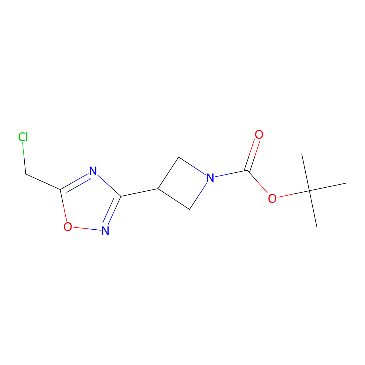 Tert-butyl 3-[5-(chloromethyl)-1,2,4-oxadiazol-3-yl]azetidine-1-carboxylate molecular structure, CAS 2138103-92-9